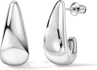 Dochais Créoles Huggie épaisses en argent sterling 925, boucle d'oreille créoles