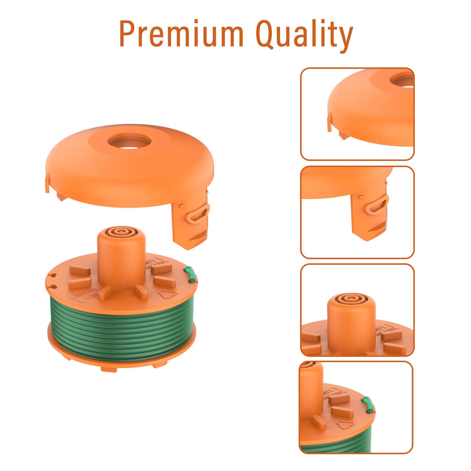 Chuancheng Confezione da 10 bobine di filo per mangiatore di erbacce, accessori per decespugliatore Gardena Turbo smallCut (articolo n. 2402 e 2404), parti di ricambio 8 bobine, 2 tappi per bobina