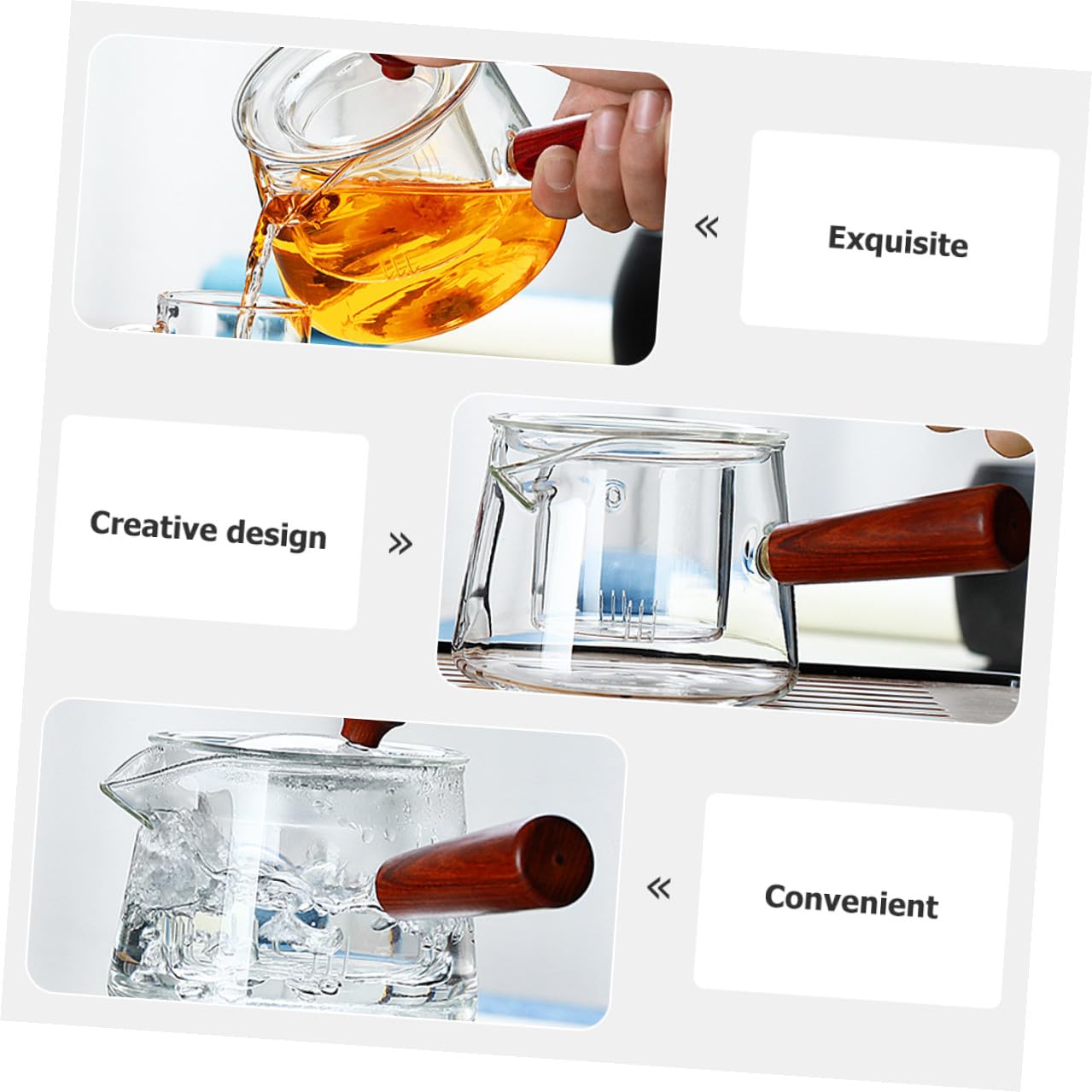 Teiera di Vetro da 500ml Infusore, Design Staccabile | Facile da Pulire, Comoda per Versare Tè, per Tisane Cinesi e Tè Kung Fu, Vetro Trasparente
