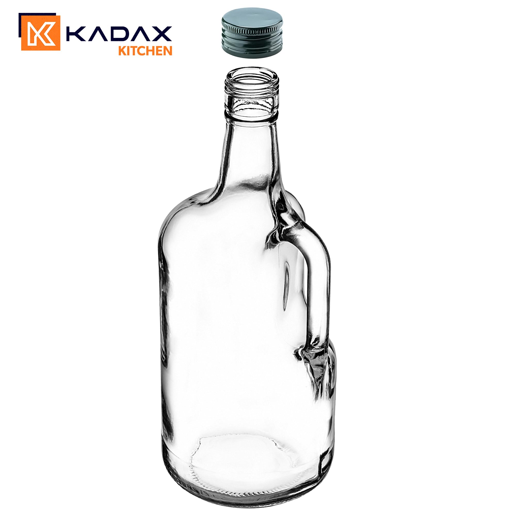 KADAX Lot de 5 Bouteilles à vin en Verre 1,75L – Grandes Bouteilles vides avec Anse pour vin, jus & liqueurs