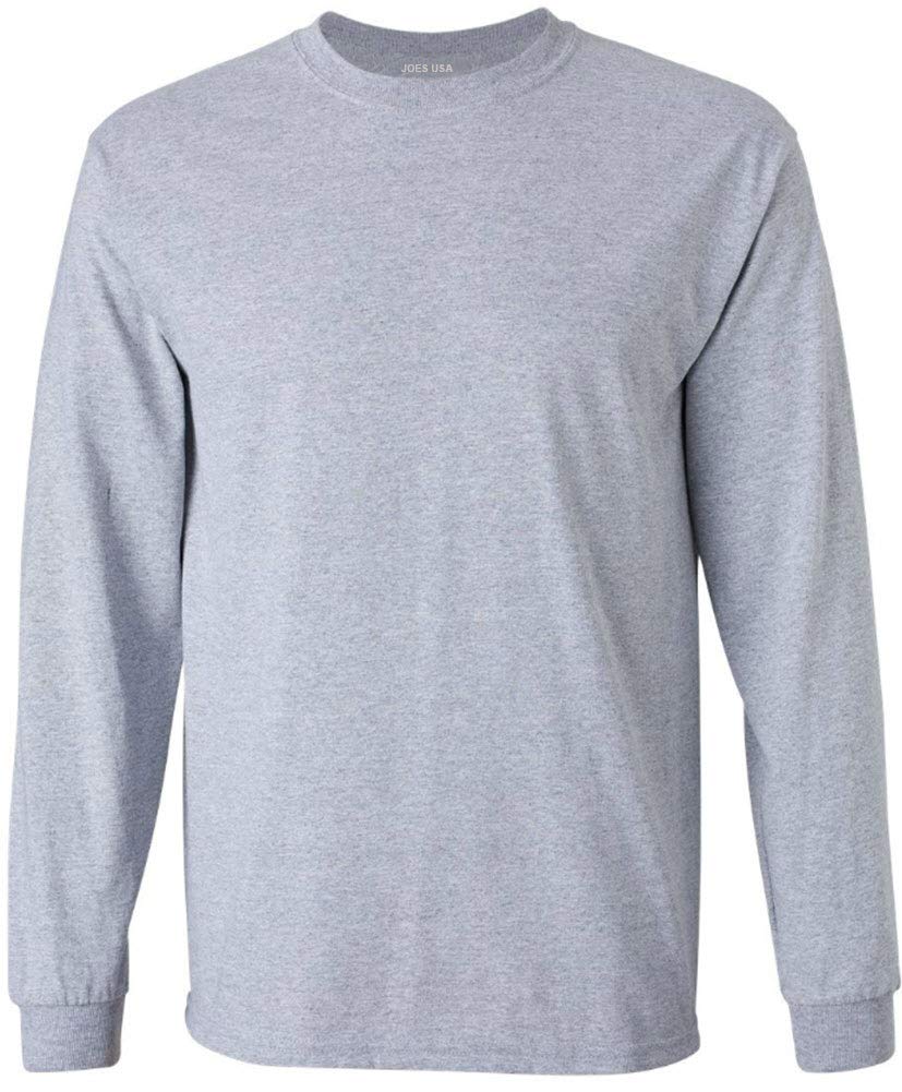 Joe's USA Men's Long Sleeve Heavyweight Cotton T-Shirts in Regular, Big & Tall