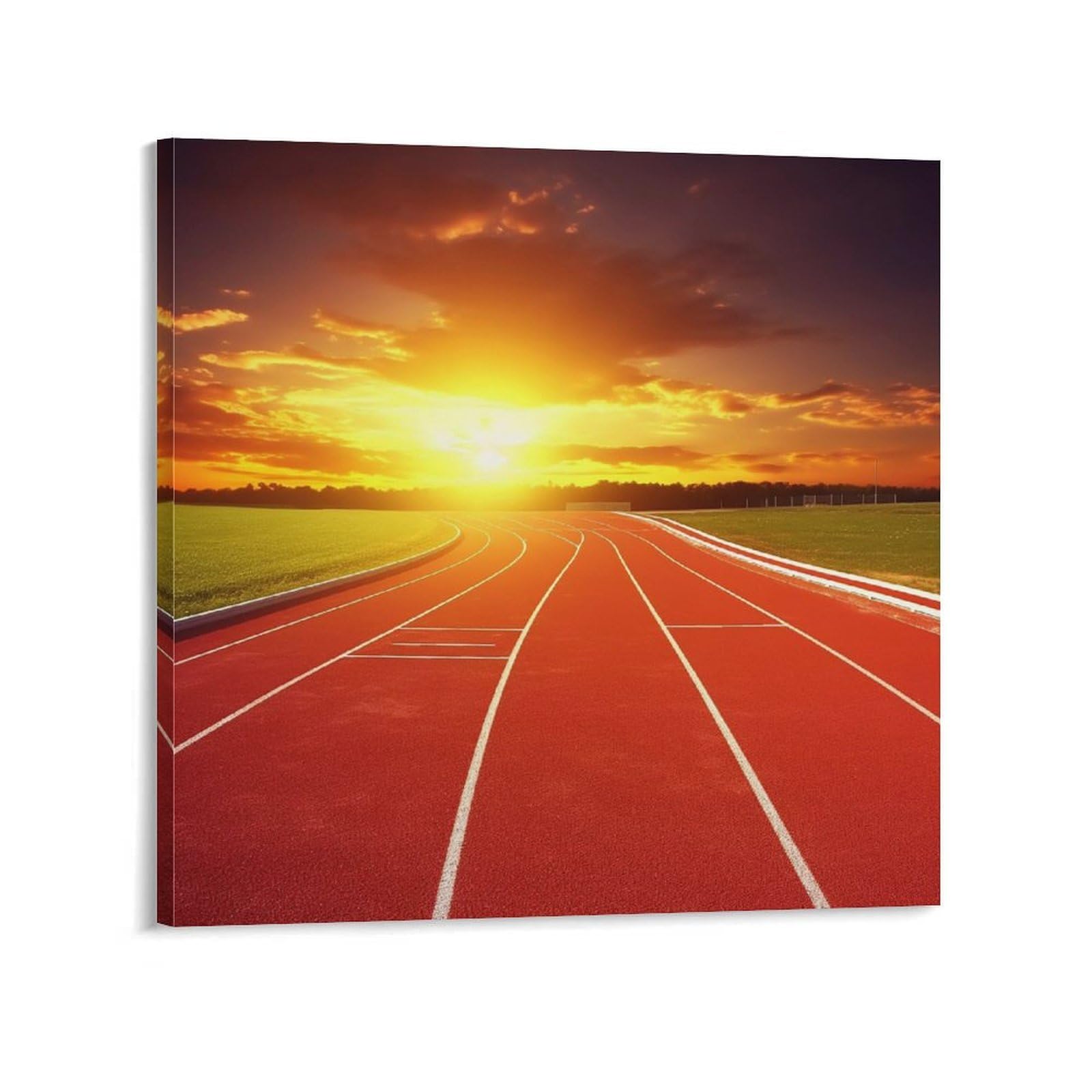 Running Track Sunset Canvas Wall Art for Bedroom 24x24inch(60x60cm) Canvas Prints Artwork for Walls Modern Picture Artwork Painting for Living Room Aesthetic Wall Paintings for Bathroom Kitchen Office