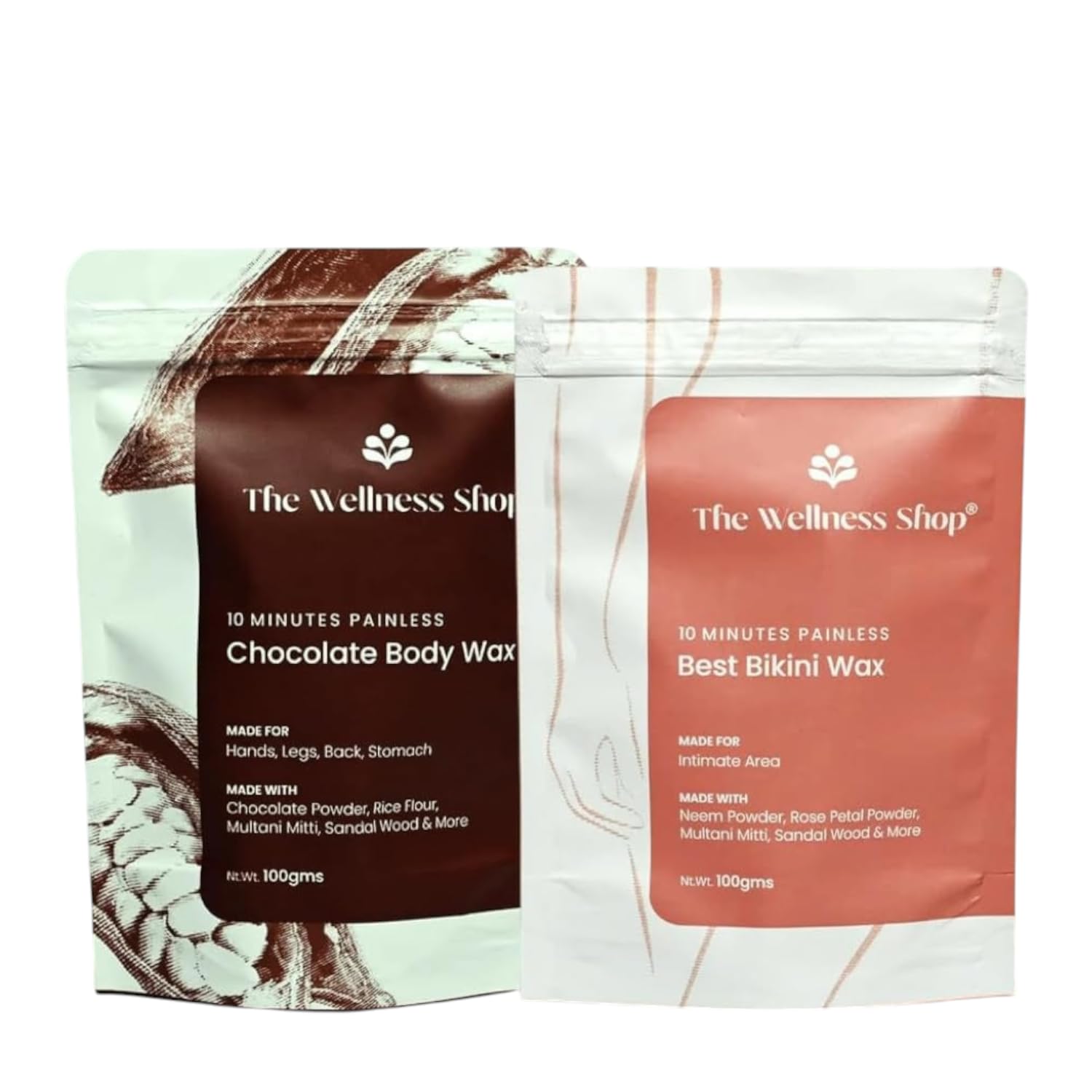 The Wellness Shop Chocolate Body + Best Bikini- Hair Removal Wax Powder Combo, 10 Minute Painless Treatment, Made with Sandal Wood, Multani Mitti | No Irritation & No Skin Rashes | Each Pack 100g-image-24