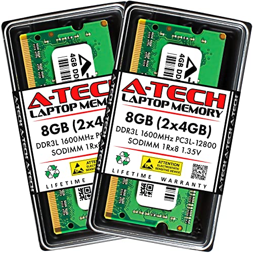 Image of A-Tech 8GB Kit (2x4GB) RAM Replacement for Synology RAM1600DDR3L-4GBx2 | DDR3 /DDR3L 1600 MHz PC3L-12800 SODIMM Non-ECC Unbuffered Memory Compatible for RS1219+, RS818RP+, RS818+, DS1817+, DS1517+