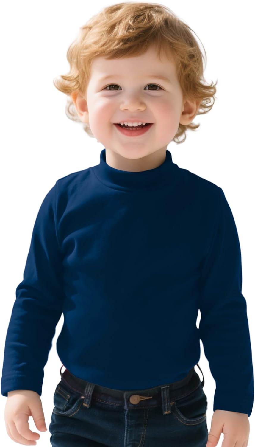 Toddler Boy Turtleneck T-Shirt Baby Boys Thermal Long Sleeve Shirt Cotton Tee Tops Size 18M-5T