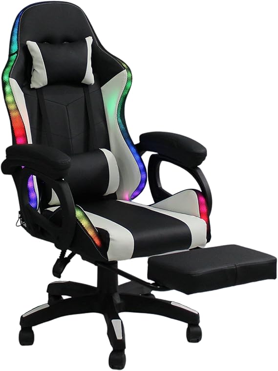 No aplica Silla Gamer Led con masajeador Lumbar, descansa pies