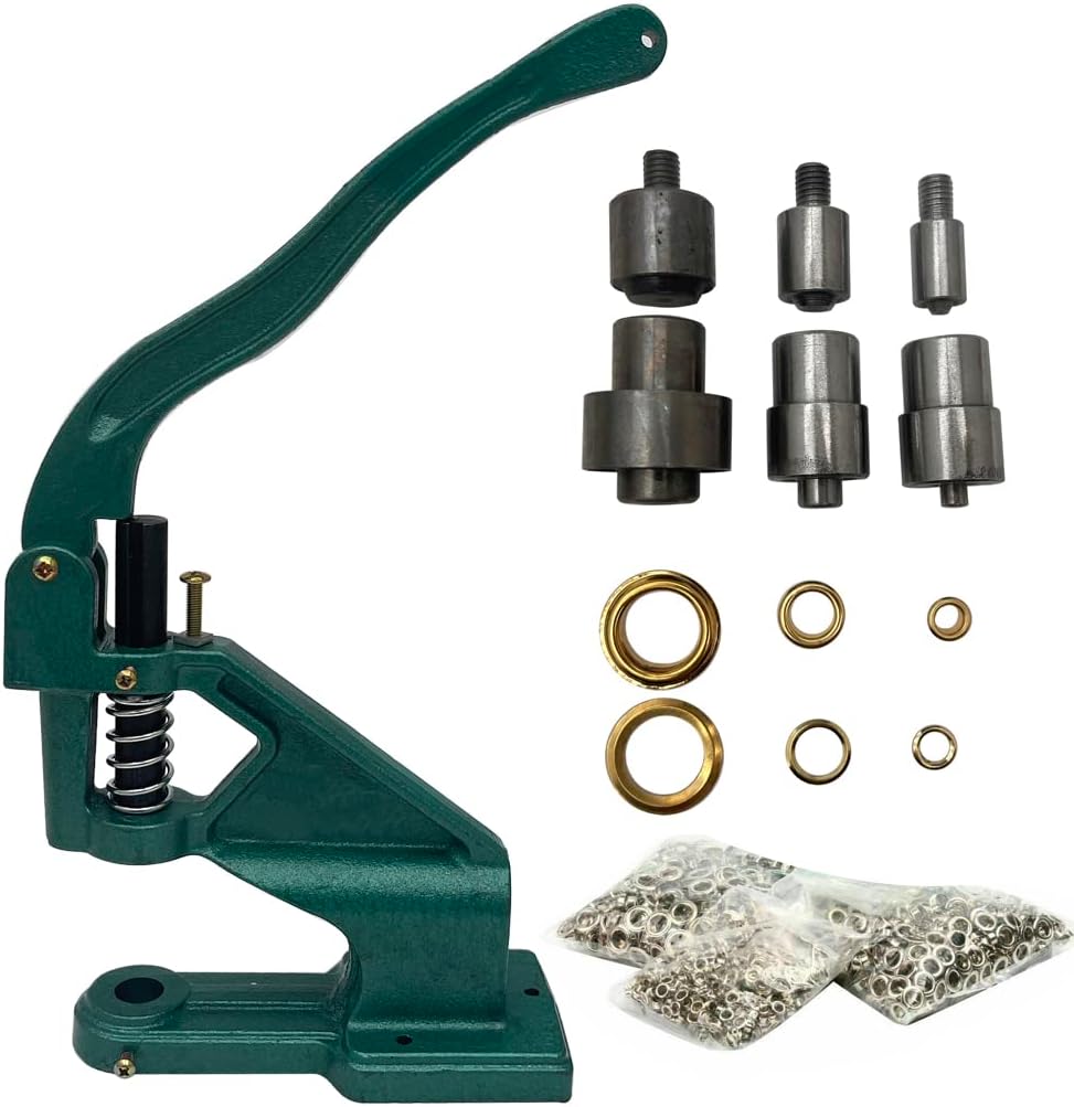 All Metal Manual Grommet Press Machine+3 Size Die Mould+1100 Eyelet Banner