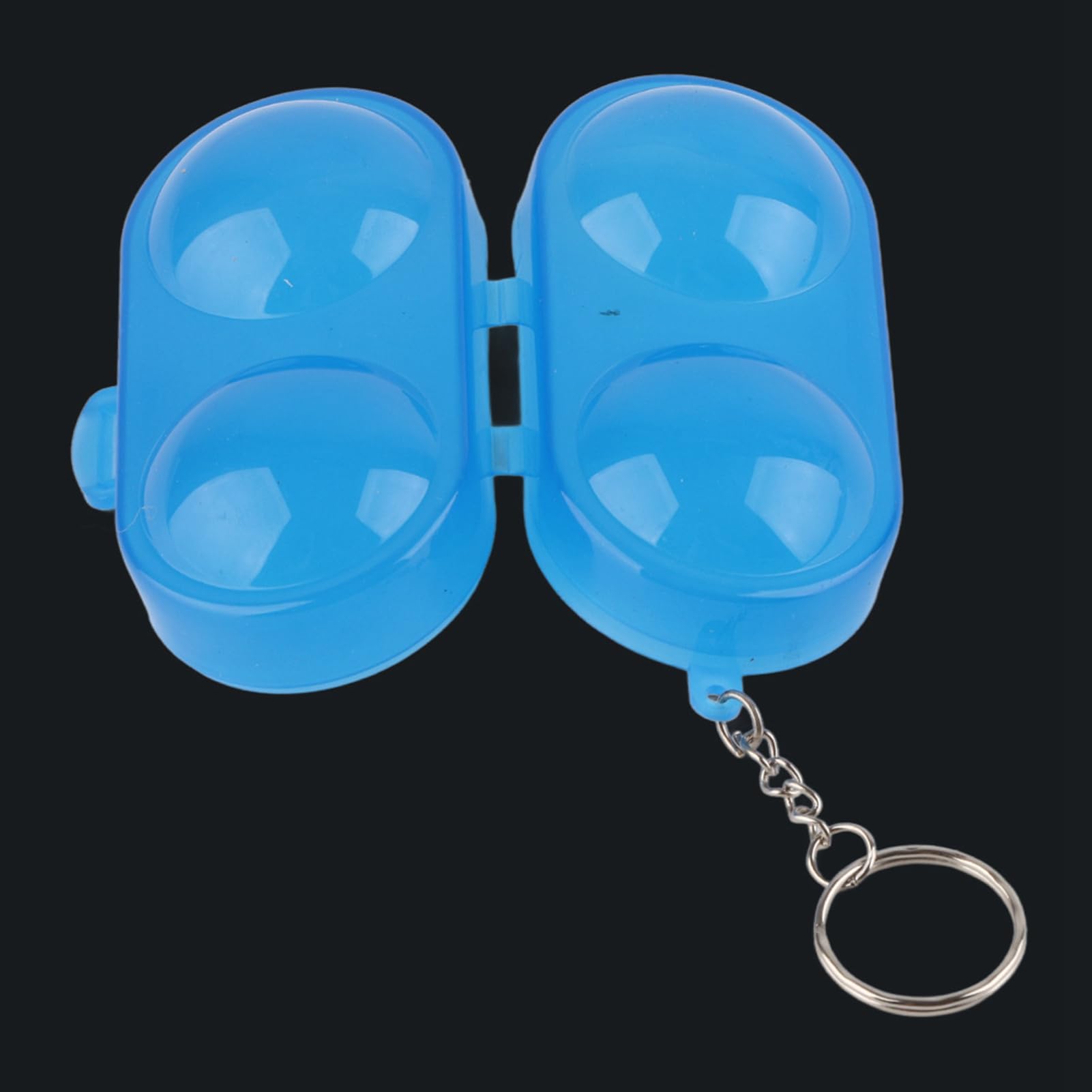 Caja de almacenamiento de pelotas de tenis de mesa portátil de plástico con cadena 5 piezas Azul transparente