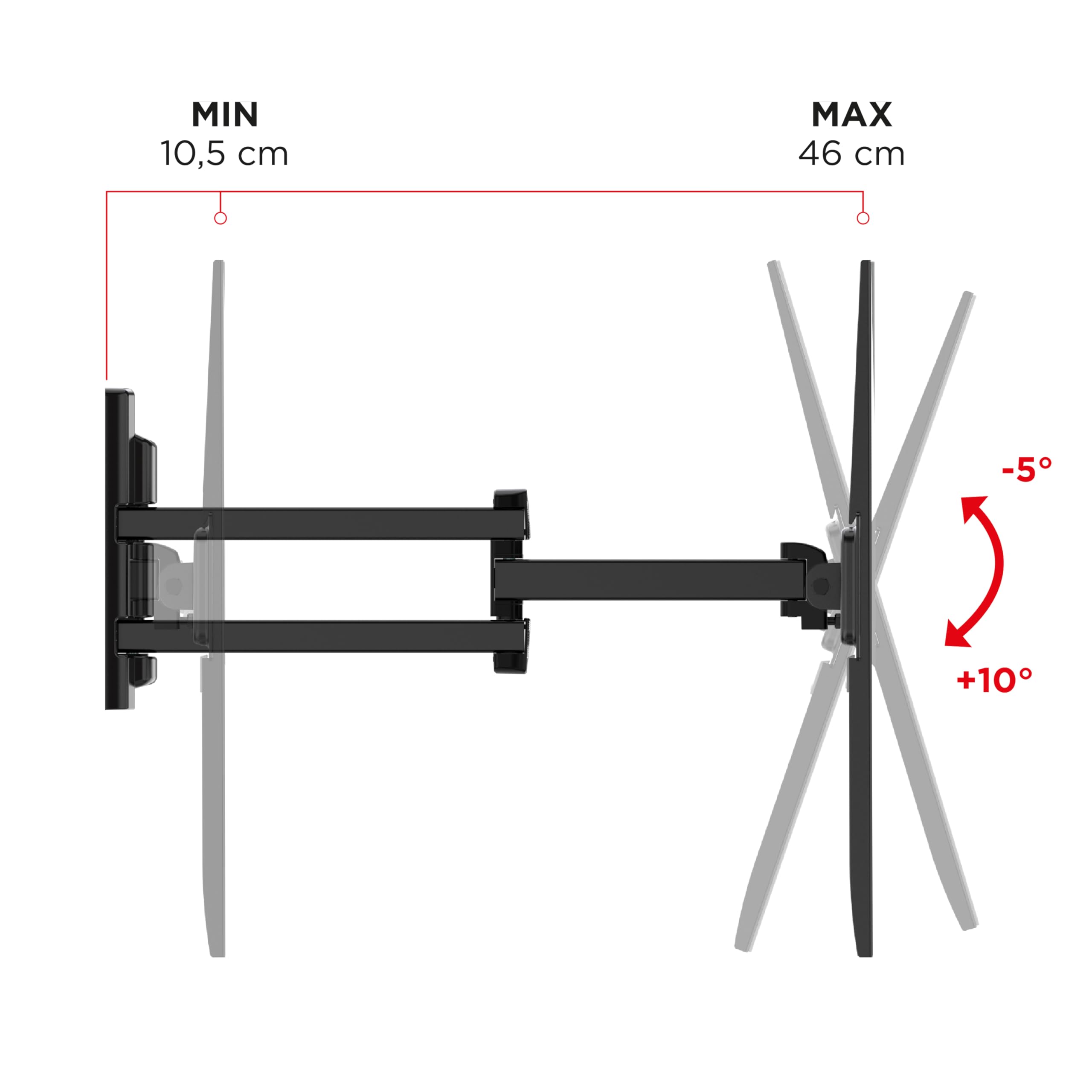 Meliconi FLATSTYLE FDR400 Support TV Mural à Double Rotation, Support pour TV à écran Plat de 40" à 65", Support VESA 200-300-400, portée 35 kg, Noir