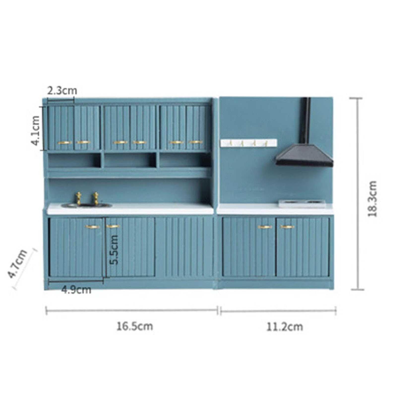 Set di Armadietti da Cucina in Miniatura da 6,5 ​​pollici, Scala | Porte Funzionali Aperte per Riporre gli Oggetti Design Modulare in Robusto Legno di Betulla per un Posizionamento Flessibile