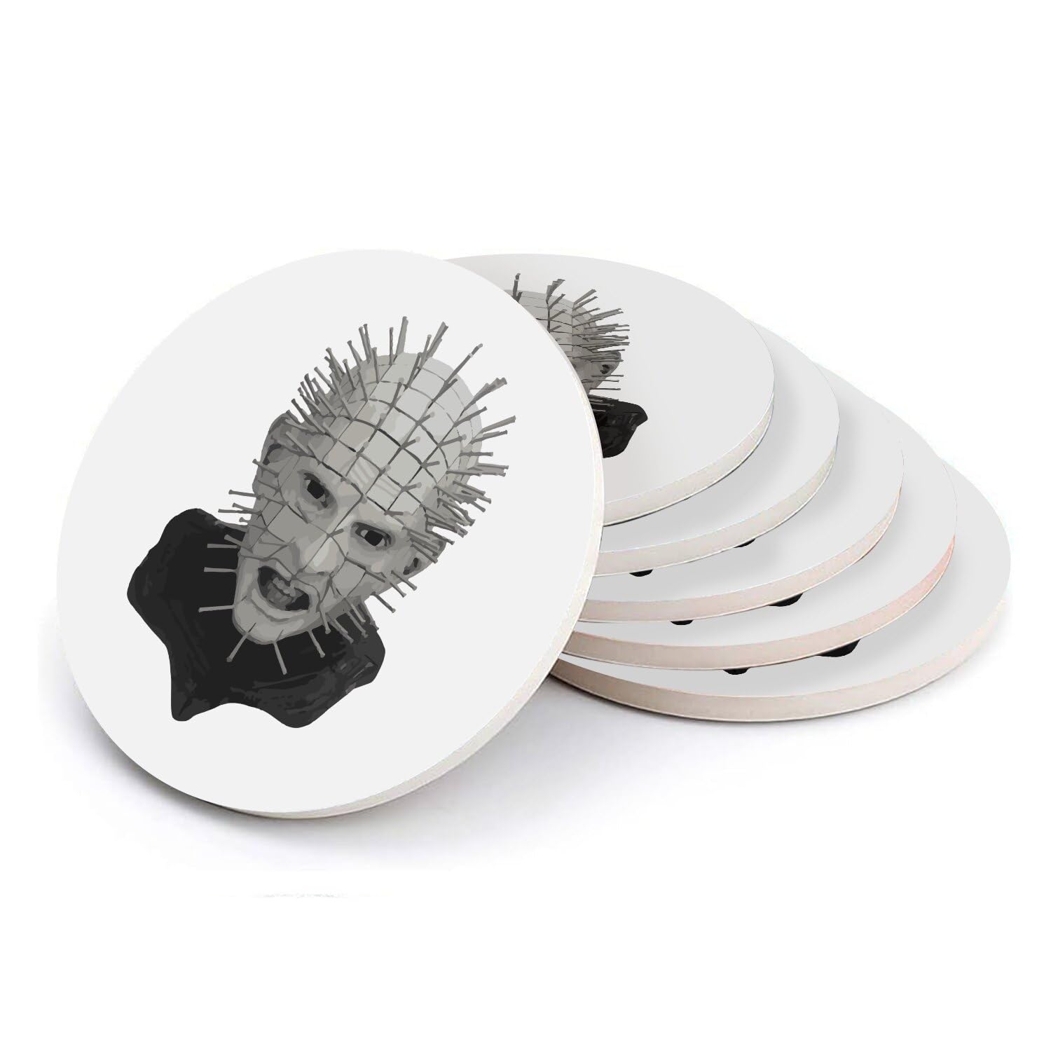 Sous verre ronds en céramique anti traces table protection Halloween film horreur