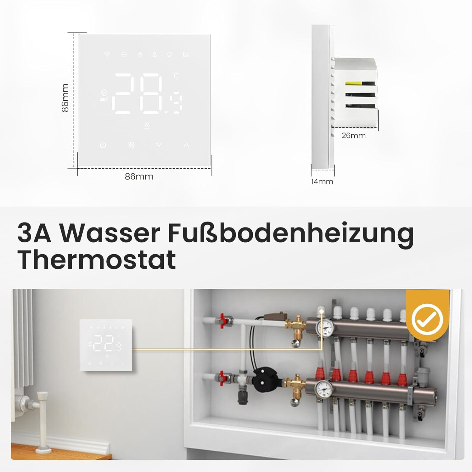 AVATTO Termostato intelligente per riscaldamento a pavimento ad acqua opaca, WiFi, termostato digitale, compatibile con Homekit, Alexa, Google Home, SmartThing