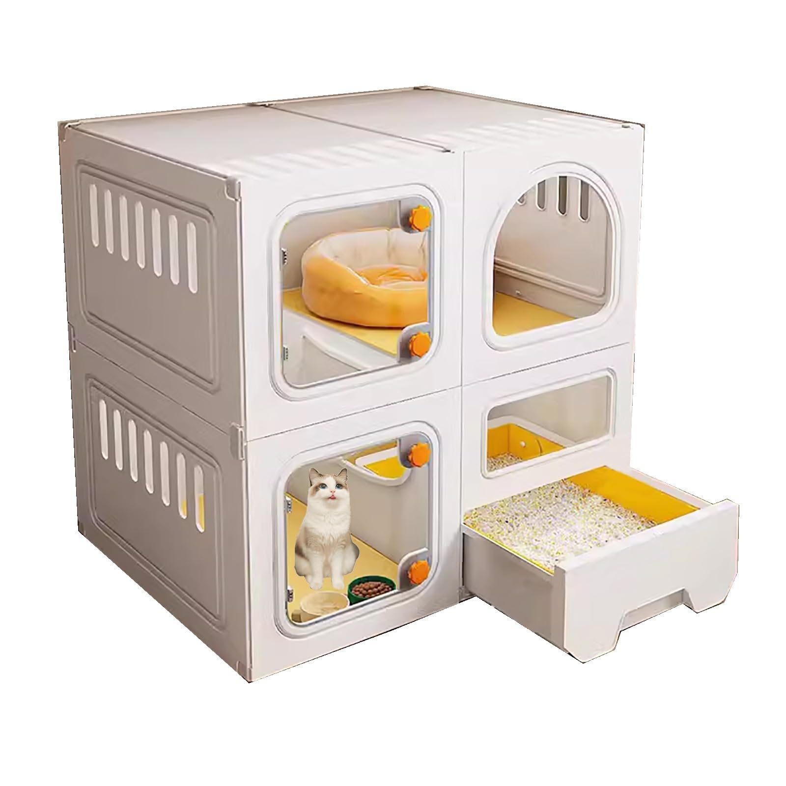 Cage pour chat d'intérieur spacieuse dotée de plateformes d'exercice modulables