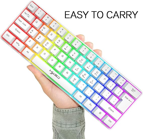 Compact Gaming Keyboard 60% Wired 61 Keys 11 RGB Backlight Effects with Full Keys Anti-Ghosting + 2400 DPI Wired Lightweight Honeycomb Mouse+Mouse Pad