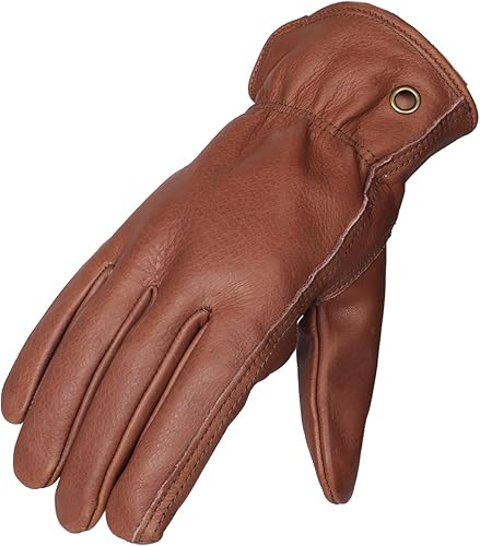 Miniatura 6 de NBLEAGLO Guantes de trabajo de cuero de vaca marrón retro para construcción, patio, jardinería con palma reforzada para hombres y mujeres