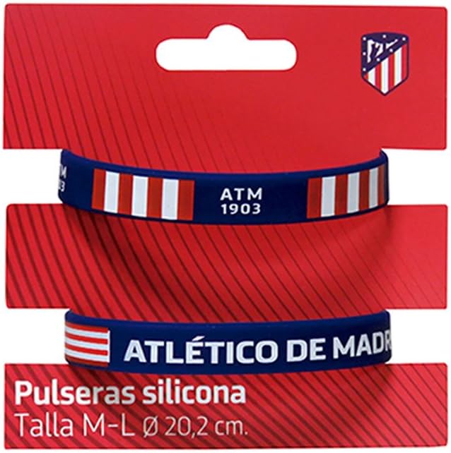 Atletico de Madrid Set of 2 Silicone Wristbands, Red and White, Unisex, Official Sports Fans Product