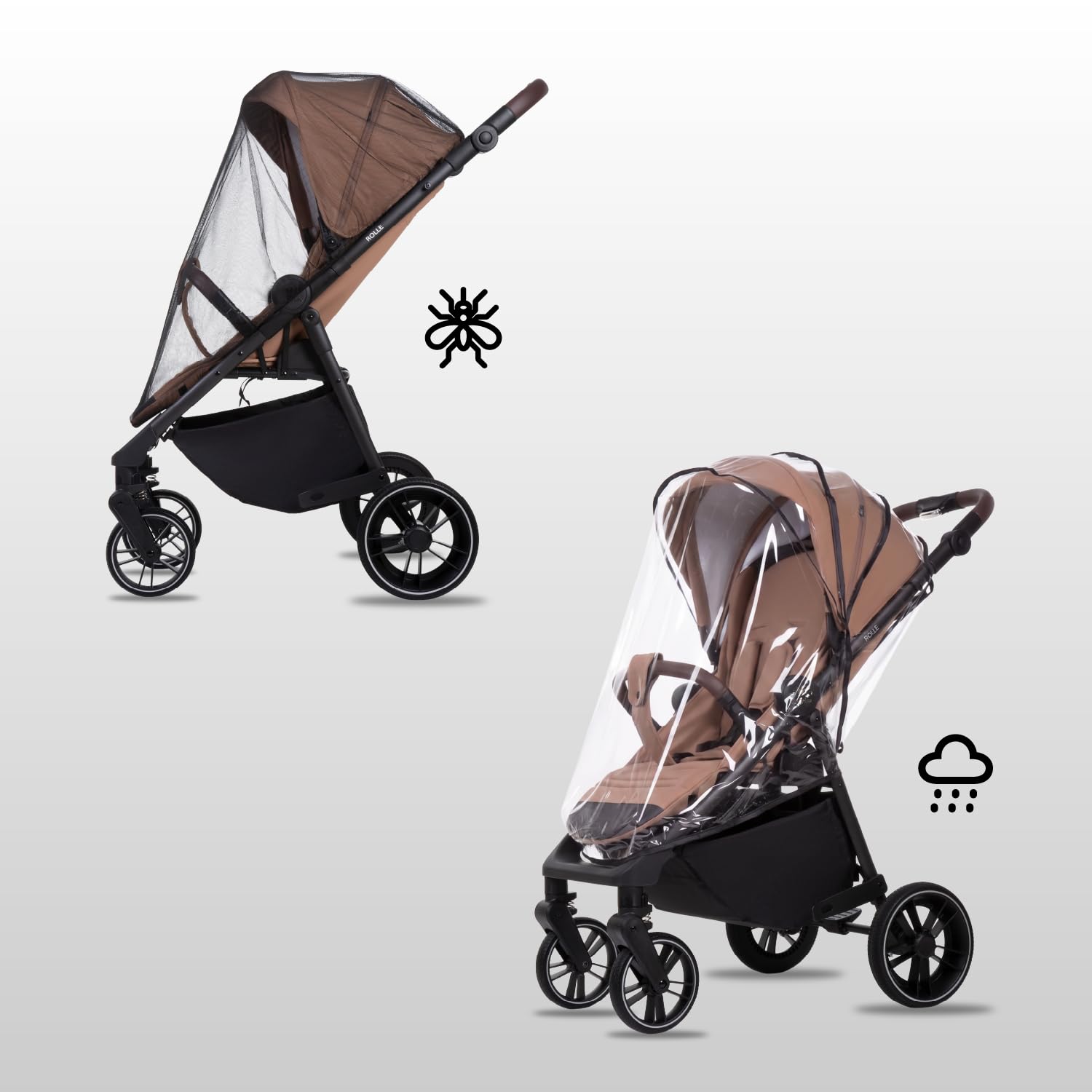 Babylux Passeggino Leggero da Viaggio ROLLE con Funzione Reclinabile, Sand | Passeggino Pieghevole, Manubrio Telescopico, Ripiegabile In Modo Compatto, Borsa Per Pannolini E Viaggio E Altri Accessori