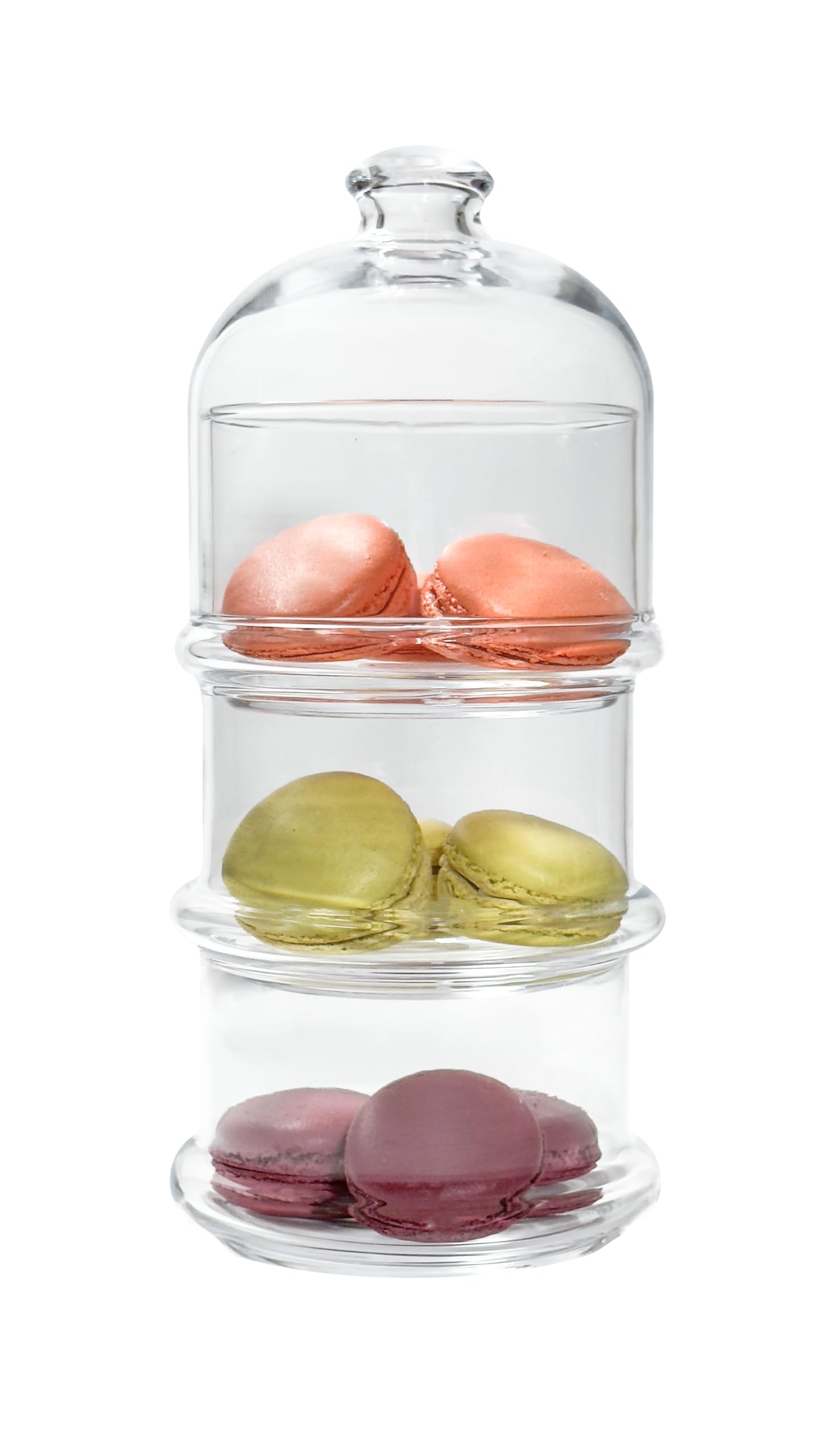 ums 3-Tier Glass Stackable Jar - Clear Apothecary Jars with Lid - Storage Container and Organizer for Food, Candy, Biscuit, Cookie, Kitchen and Bathroom Organizer, Glass Pantry Jars