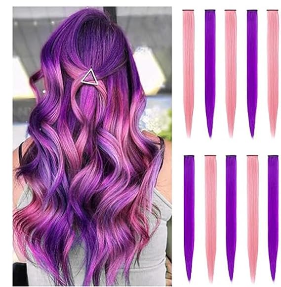 Clip in Hair Extensions - 10PCS, Straight hair,endless mix & match possibilities.22''(52cm) (bl#)