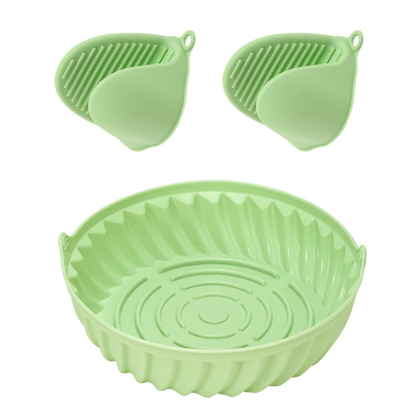 MALSSE Air Silicone Pot Food Grade Air Fryers Oven Accessories with Gloves Fryers Baking Oven Non-Stick Tray Silicone Pot Liners Liners Round Basket for Handle Round