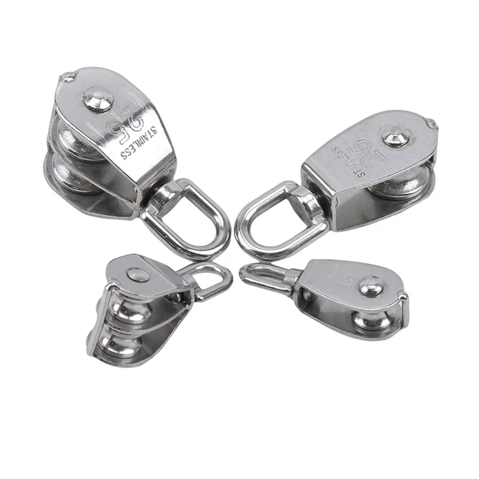Puleggia In Acciaio Inox 2 pezzi puleggia in acciaio inossidabile M15/M25 ruota singola/doppia puleggia girevole for fune di sollevamento set di puleggia for ruota di sollevamento strumenti for fune m