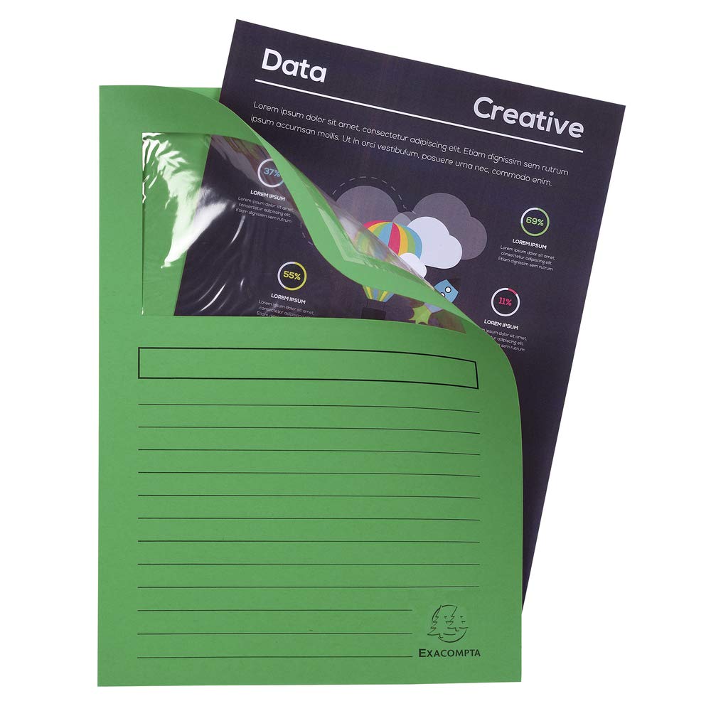 Exacompta - Réf. 50100E - Paquet de 100 chemises à fenêtre sans plastique Forever® 120 g/m² - couleurs vives - 100% recyclées et certifiées Ange Bleu - dimensions 22x31cm pour A4-10 couleurs assorties