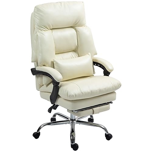 HOMCOM Overstuffed Executive Office Chair, PU Leather Reclining Swivel Desk