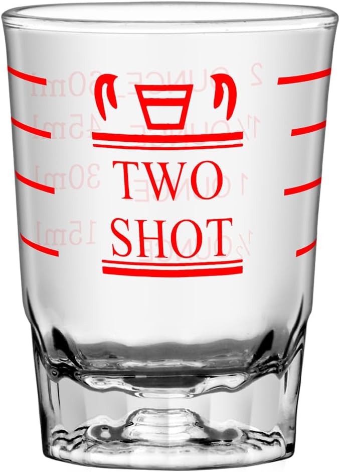 1Pc 2 OZ 2 Features Shot Glasses Measuring cup Liquid Heavy Glass Wine Glass Espresso Shot Glas s Incremental Measurement Heavy 60ML (1, Red)