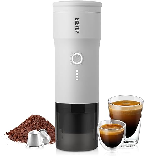 Máquina eléctrica portátil de café expreso, café molido y cápsula, autocalentable, 20 bares, 12 V, mini cafetera de viaje para automóvil con batería