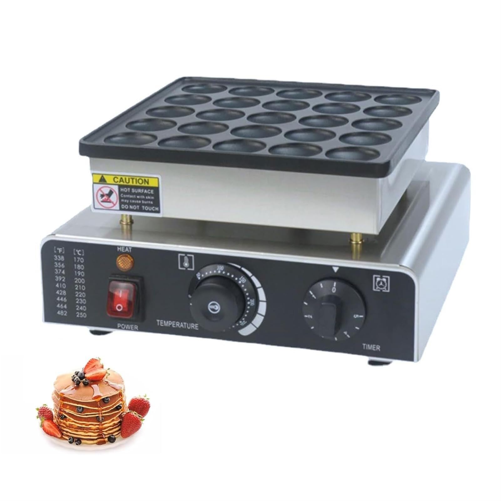 Mini máquina para Hacer panqueques holandeses, 25 Piezas, máquina Comercial para Hacer poffertjes, máquina eléctrica Antiadherente para Hacer dorayaki y Waffles de 850 W para cocin,