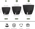 ZMTECH 9/10/12 Inch Pots de plantes auto-abreuvantes avec lèvre abreuvante, Planteurs avec trous de drainage et Saucer amovible, Pots à fleurs en plastique pour les plantes d'extérieur intérieur (3 Boîte, Pure Black)