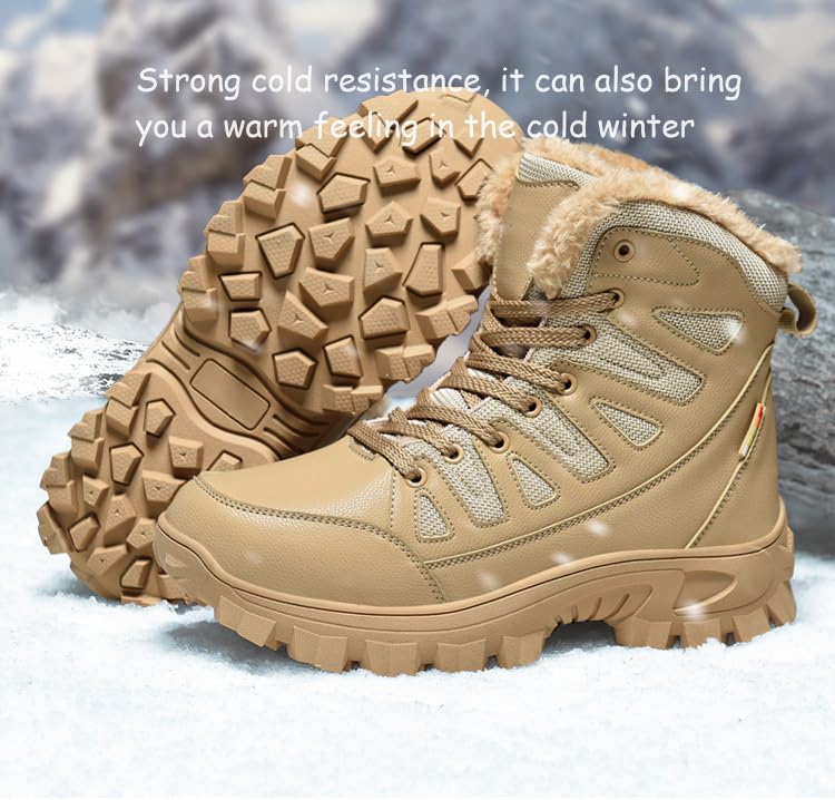Mens Snow Boots Waterproof Warm Wool Lining Winter Hiking Boots,Non-Slip Outdoor Comfort Warm Work Boots Hiker Trekking Trail2