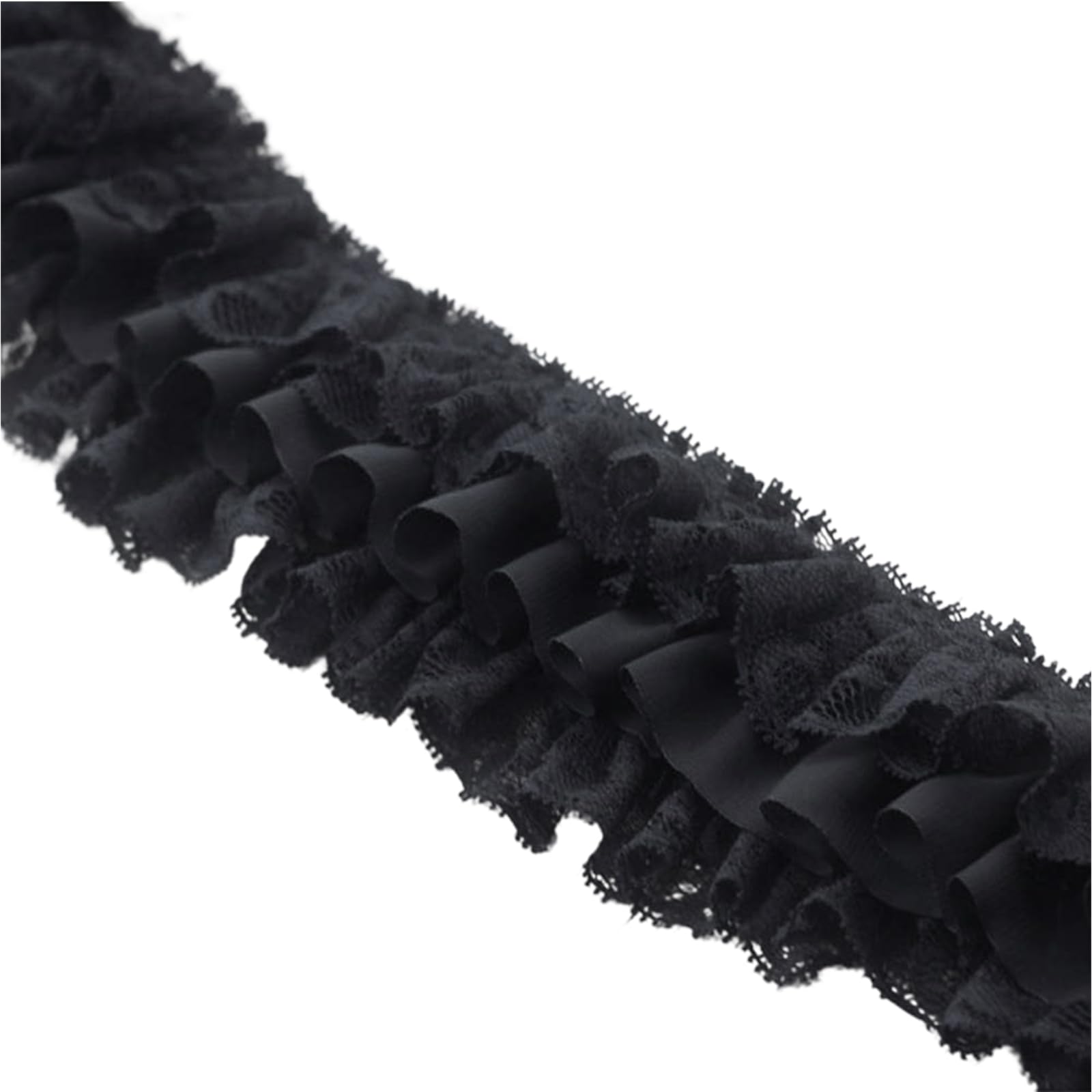 Generic 3 Yards Black Lace Trim, 10cm Wide 3-Layer Pleated Chiffon Organza Lace Ribbon, Delicate Sewing Lace Fabric for DIY Crafts, Garment, Dress, Skirt, Collar, Home Decoration