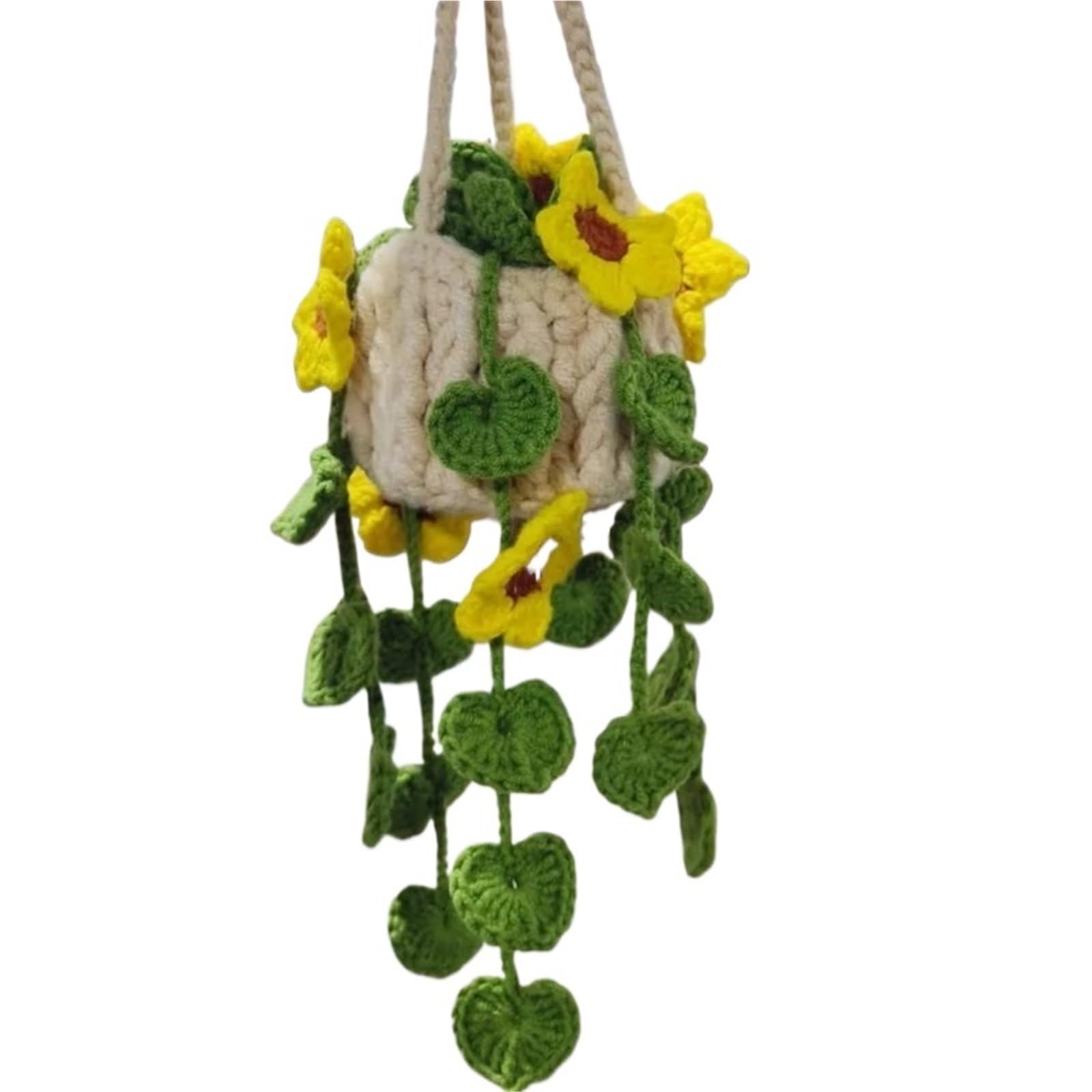 Handwoven Flower Car Mirror Pendant - Boho Rearview Mirror Hanging Ornament(Color5)