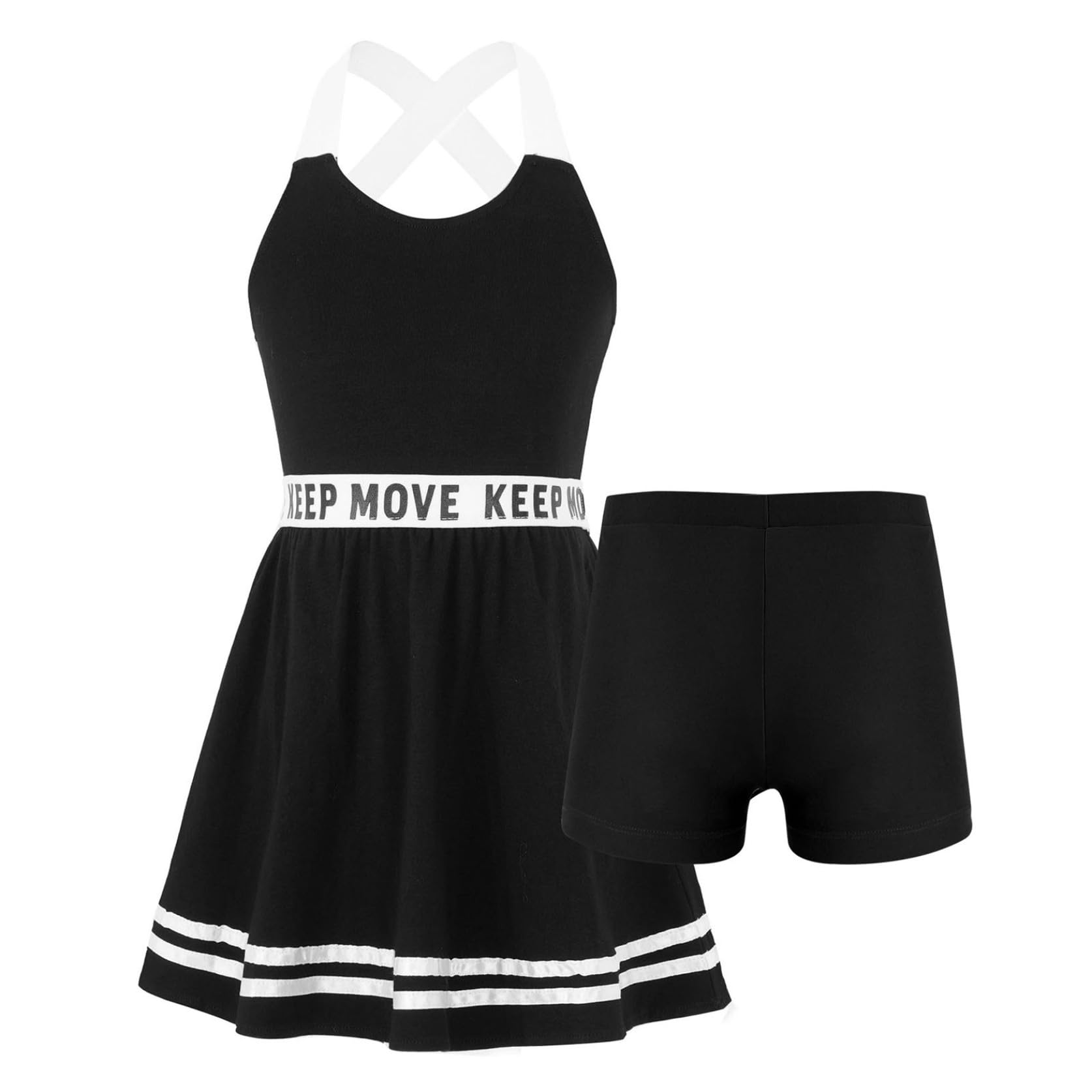 Ropa de tenis para niños y niñas, sin mangas, vestido deportivo con líneas A, vestido de verano con pantalones cortos elásticos, fitness, yoga, gimnasio, ropa deportiva