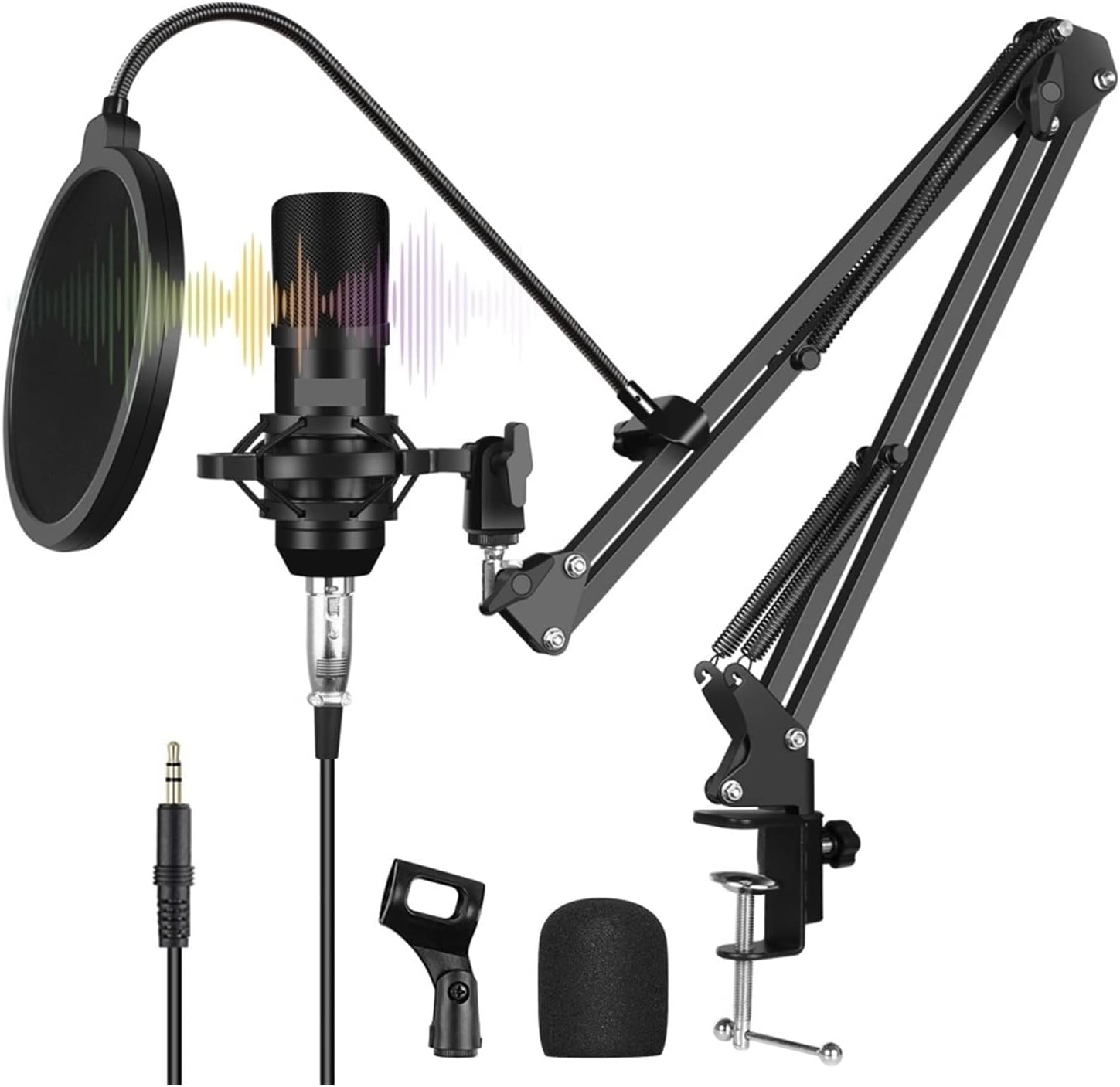 サウンドカードミキサーノイズリダクションマイク音声ライブ放送キット電話歌唱ゲーム 写真撮影用(Microphone)
