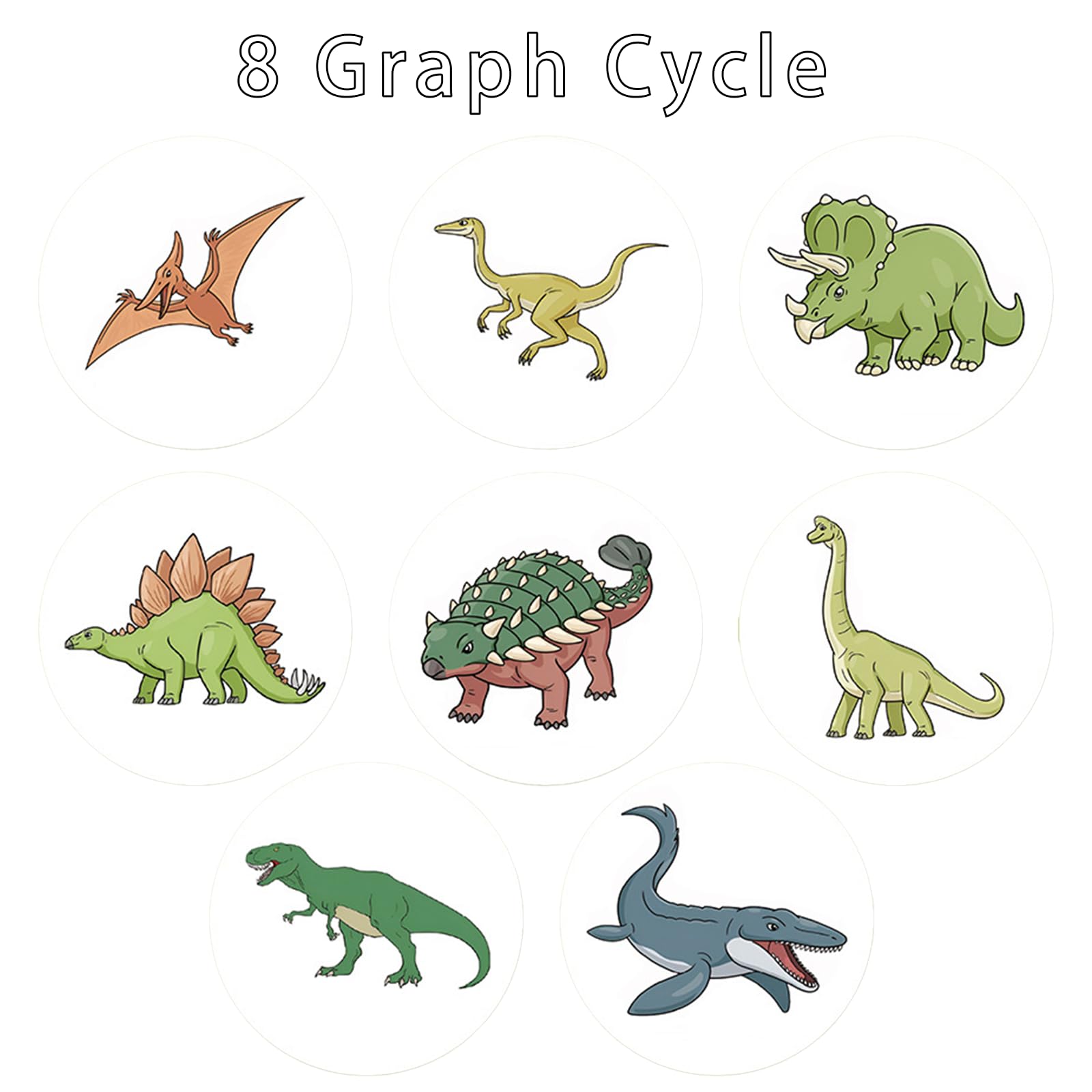 500PCS Round Dinosaur Stickers 2.5cm Kids Reward Stickers 8 Patterns Kids Sticker Rolls for Party Favors Classroom Rewards Reward Charts DIY Craft Projects Suitable for Home School - Image 3