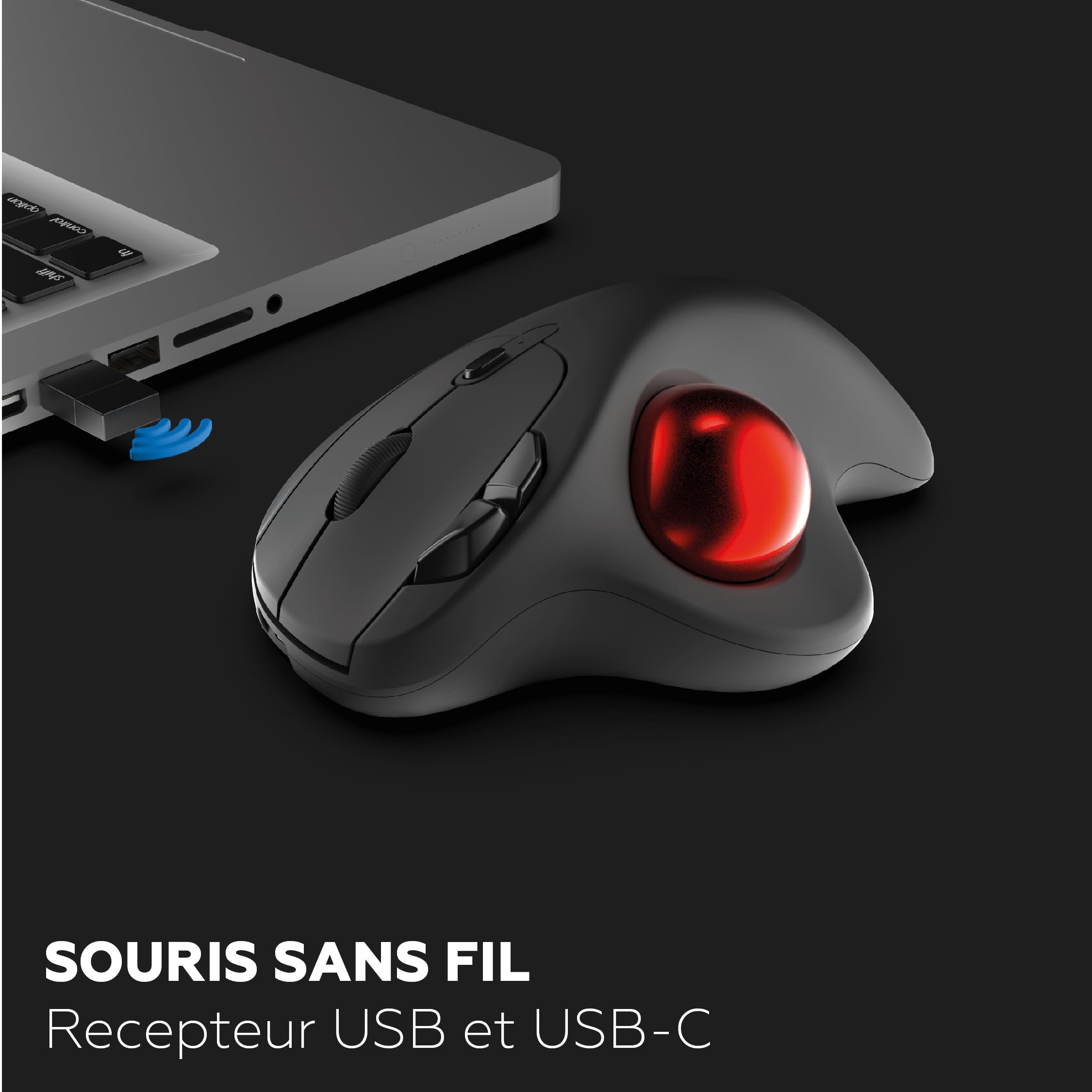 Mouse Trackball USB 4D Ergonomico Cablato – Mini Con Scorrimento A Pollice Per Laptop E Desktop, Destri E Mancini