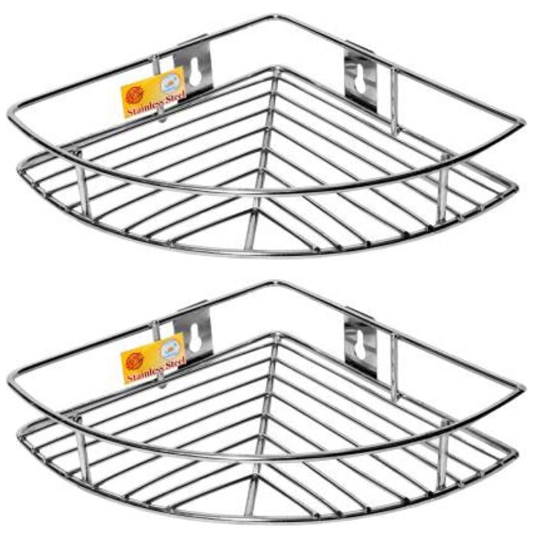 Unify Stainless Steel Multipurpose Storage Organizer - Corner Shelf for Kitchen and Bathroom, Shelf Rack, Bathroom Shelf Wall Mounted, Chrome Finish, Size: 23 x 23 x 5 cm (Set of 2) (B08Y745PTP) Amazon Price History, Amazon Price Tracker