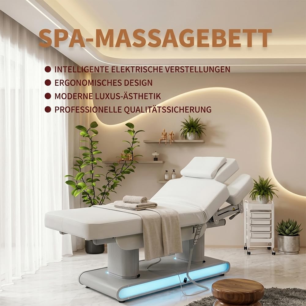 Medeo L00242 Chaise longue de massage électrique avec 4 moteurs, fonction mémoire et chauffage LED