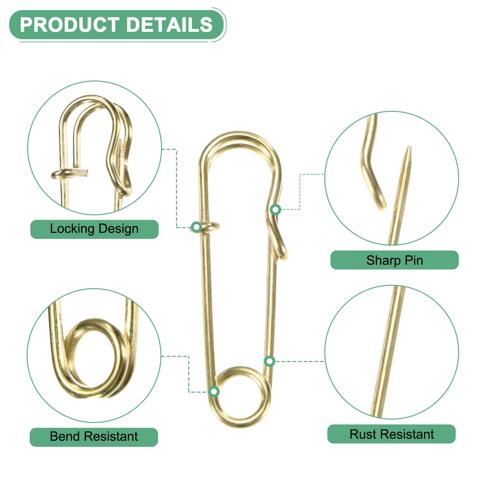 M METERXITY 60-Pack Large Safety Pins - Image 2