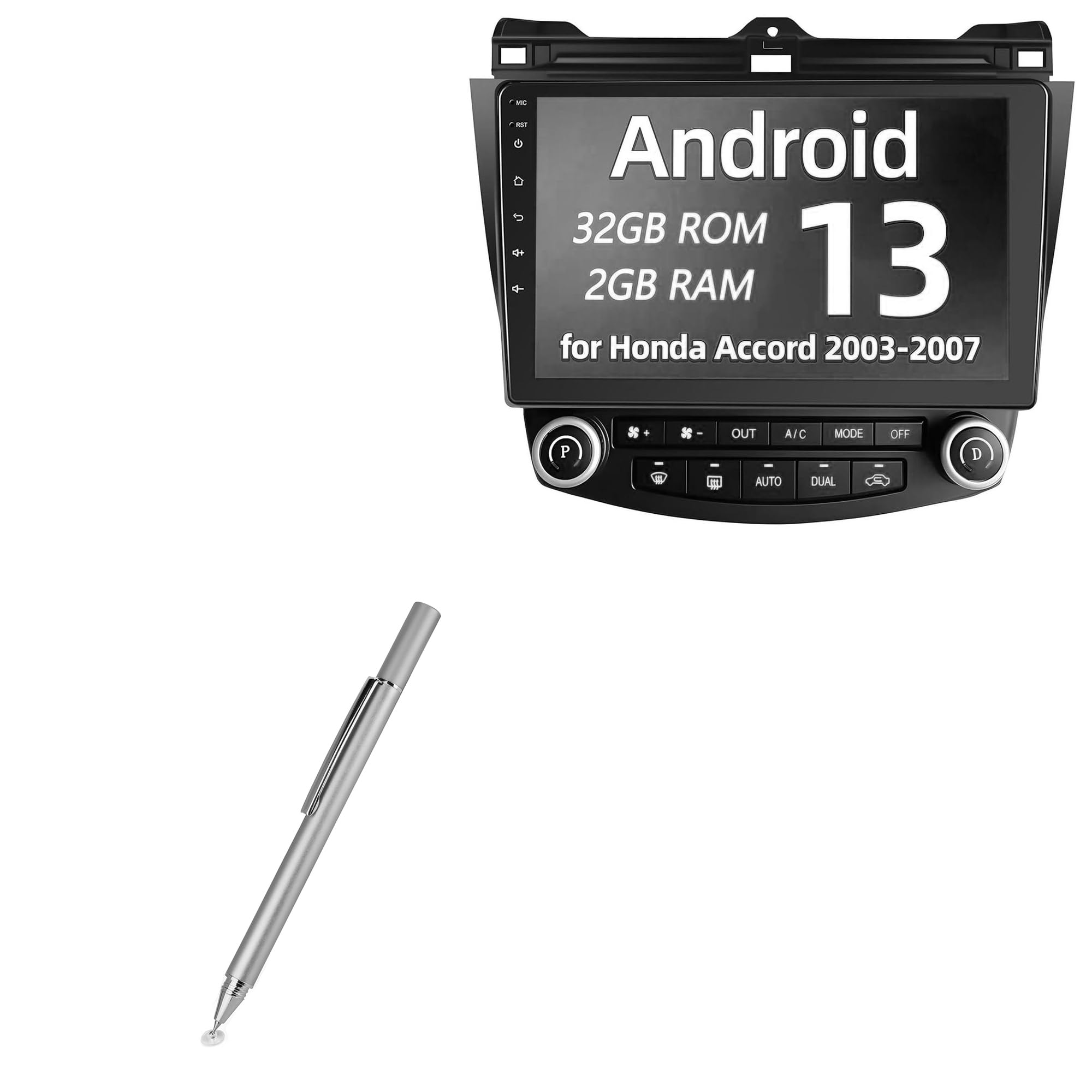 BoxWave Stylus Pen Compatible with Podofo Honda Accord 2003-2007 Car Stereo (2G+32G) (10.1 in) - FineTouch Capacitive Stylus, Super Precise Stylus Pen - Metallic Silver
