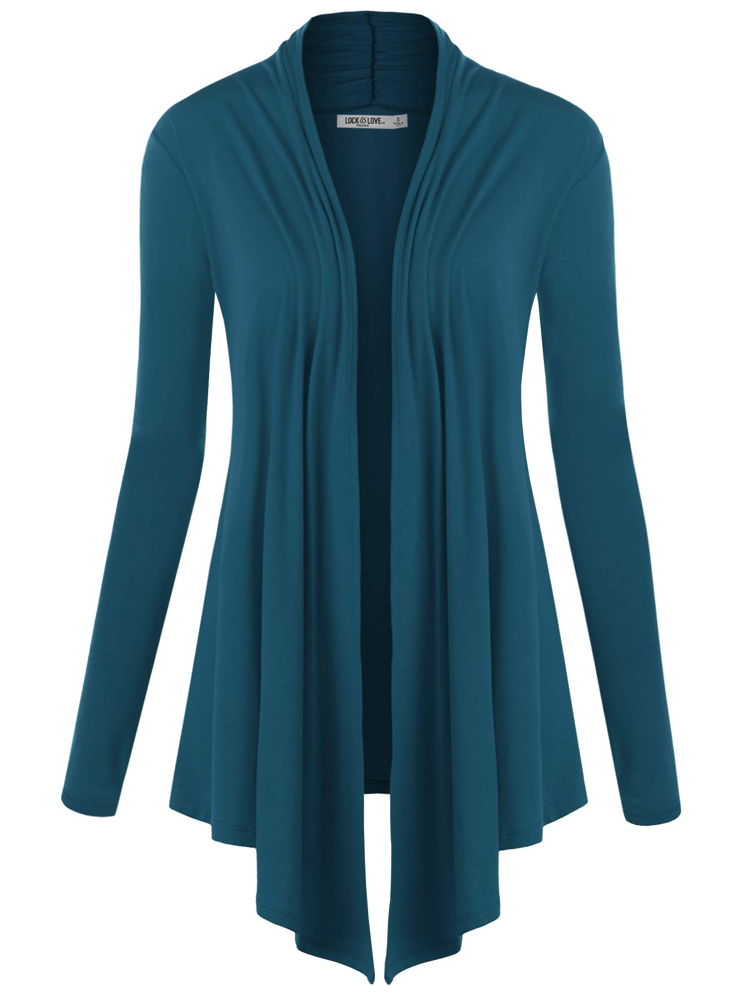 Lock and Love Women's Draped Open Front Cardigan – Lightweight Long Sleeve Asymmetrical Hem Soft Casual Duster Cover Up