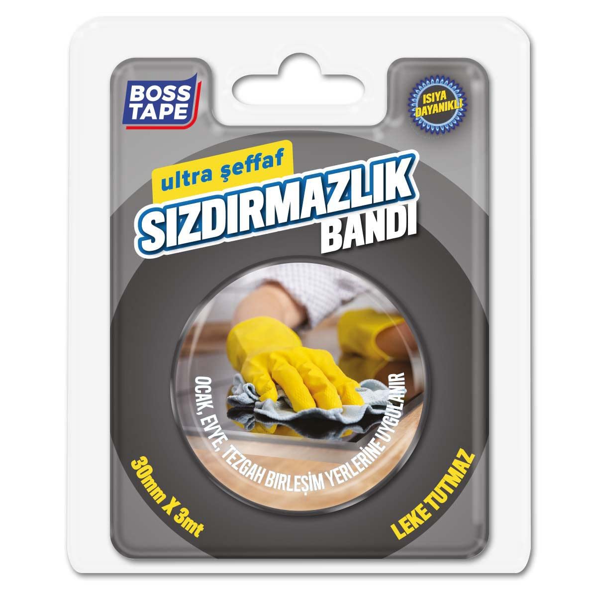 Boss Tape Firin Kenari Seffaf Sizdirmazlik Bandi, 30 mm x 3 m, Seffaf