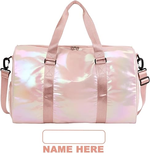 Miniatura 9 de Bolsa de gimnasio personalizada para mujer con nombre personalizado, bolsa de deporte impermeable para entrenamiento y viajes, con compartimento