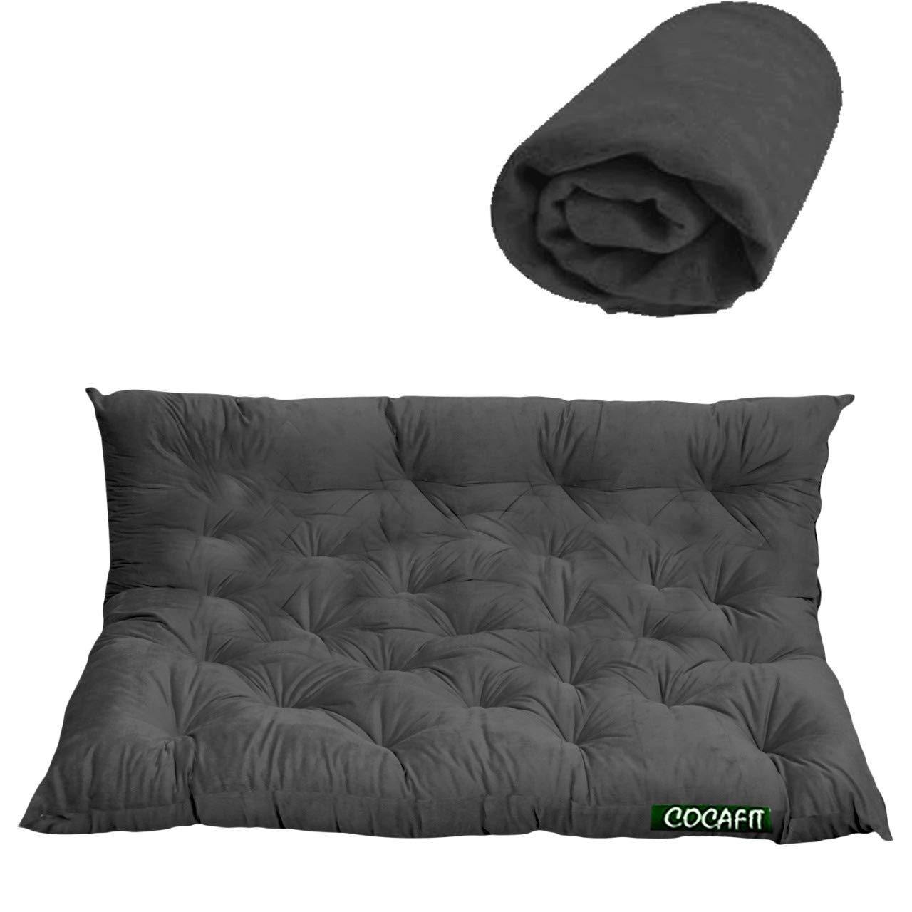 coca industries NEXTGO Tufted 3 Seater Floor Sofa Garden Balcony Outdoor Patio Shoe Bench Sitting Low Back Cushion and Cover (Elephant Grey, Size L 150 X W 98 X H 10 CM)