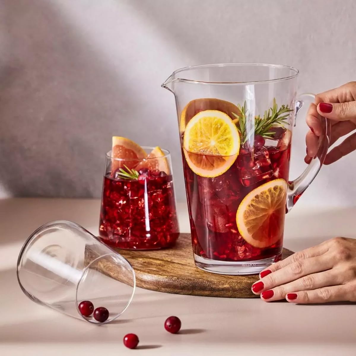 KROSNO Dzbanek do Wody, Soków i Napojów Kolekcja Harmony, 1000 ml | Szkło Kryształowe Bezołowiowe, ręcznie formowany, do wody, soków, lemoniady i napojów, zmywarka