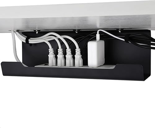 Miniatura 7 de VIDOR Bandeja de organización de cables para debajo del escritorio, paquete de 2, organizador de cables de 17 pulgadas, acero de aleación sin
