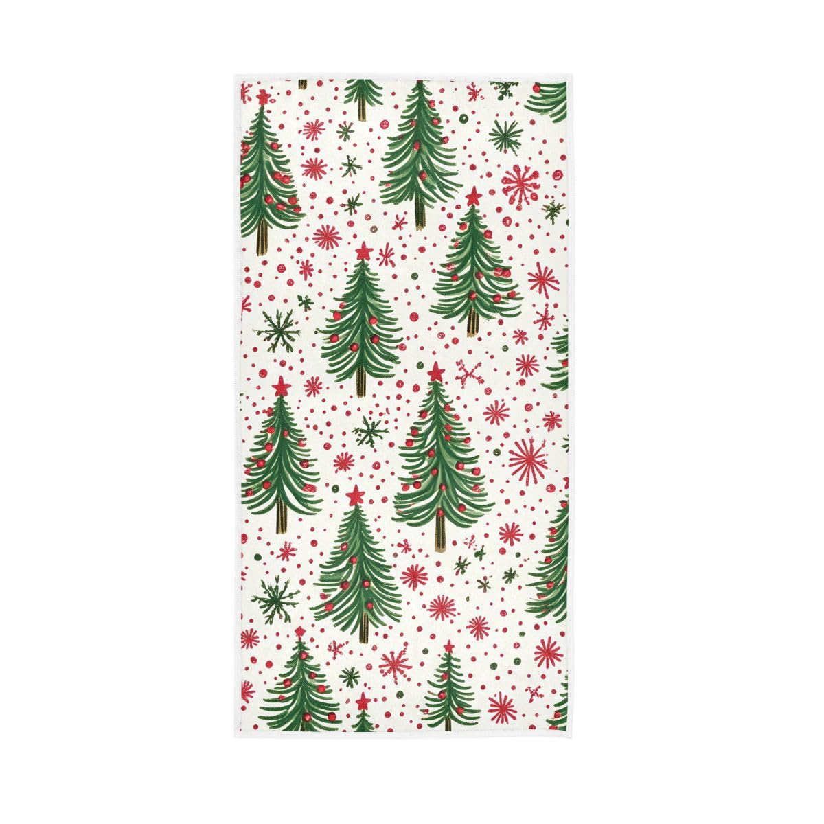 HUYGD Christmas Trees and Snowflakes Hand Towel, Multipurpose Cotton Hand Towels for Bathroom, Gym, Hotel, Spa 15 x 30 Inches