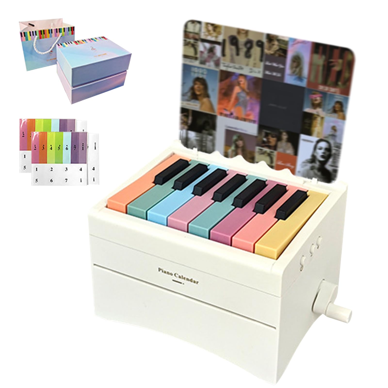 Piano Calendar, 2026 Playable Piano Desk Calendar with 52 Songs Music Sheets, Mini Piano Desk Calendar with Note Sticker, Mini Piano Calendar for Family and Friends (White)